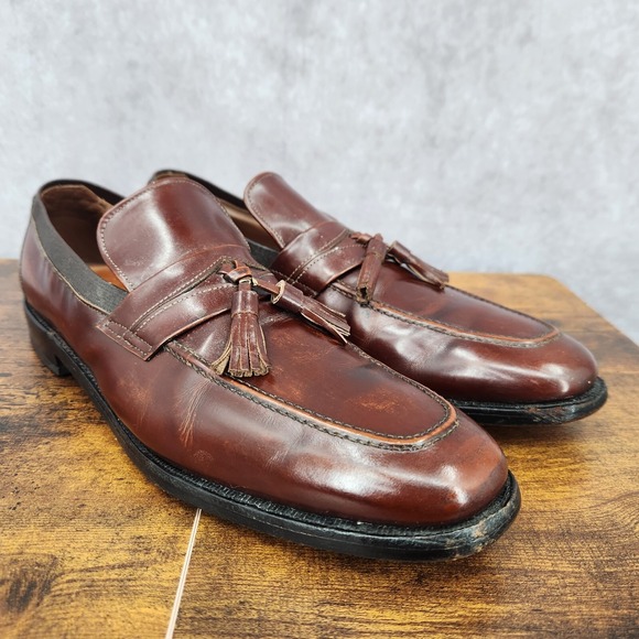 Allen Edmonds Biscayne Loafers Mens 11 AAA Brown Leather Tassel‎ Dress Shoes main image 2